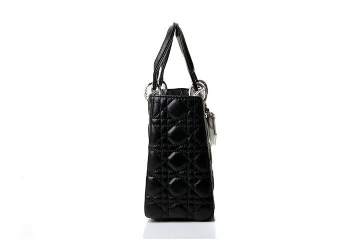 lady dior lambskin leather bag 6322 black with silver hardware